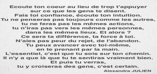 Écoute ton coeur au lieu de trop t'appuyer sur ce que les gens te ...
